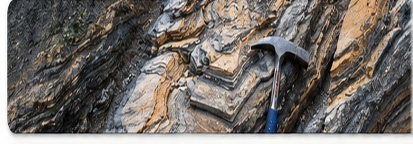 Geologische Struktur mit Hammer für naturkundliche Exkursionen